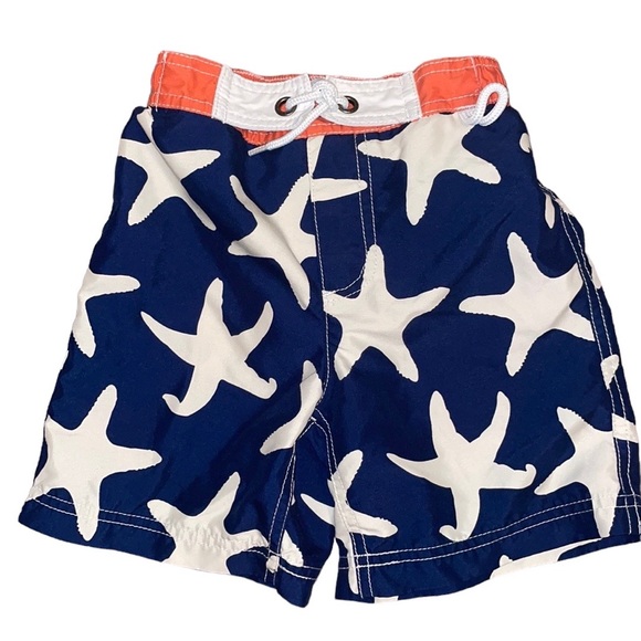 Mini Boden 4-5 swim trunks bottoms starfish blue boys beach Vacation pool lined - Picture 1 of 7